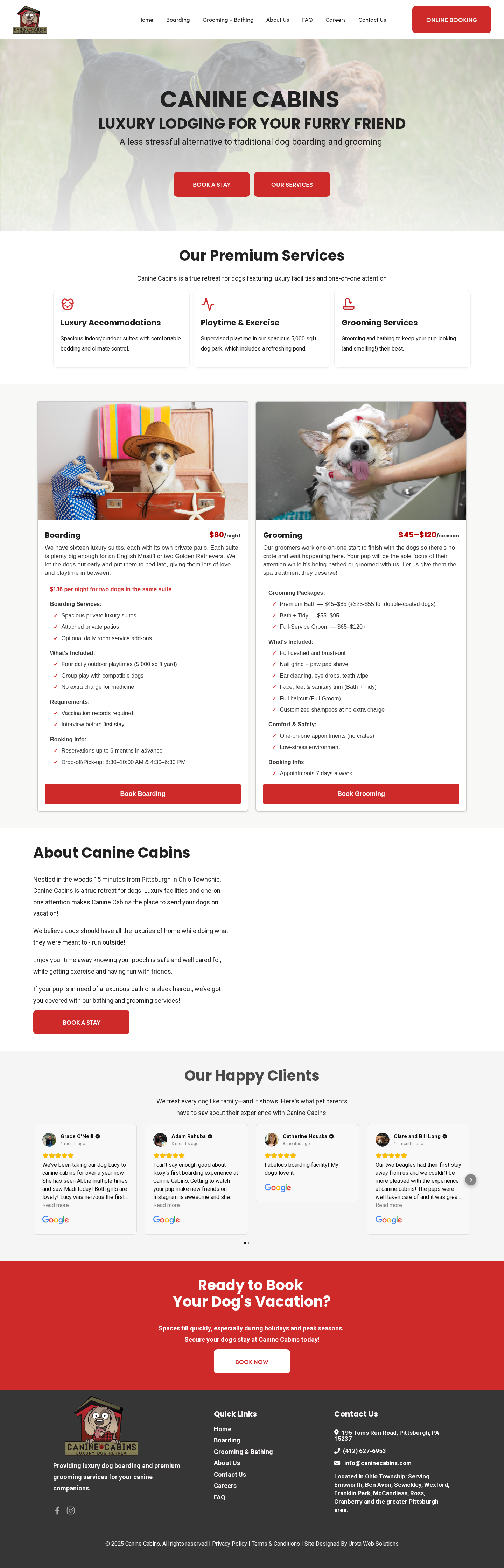 Canine Cabins homepage