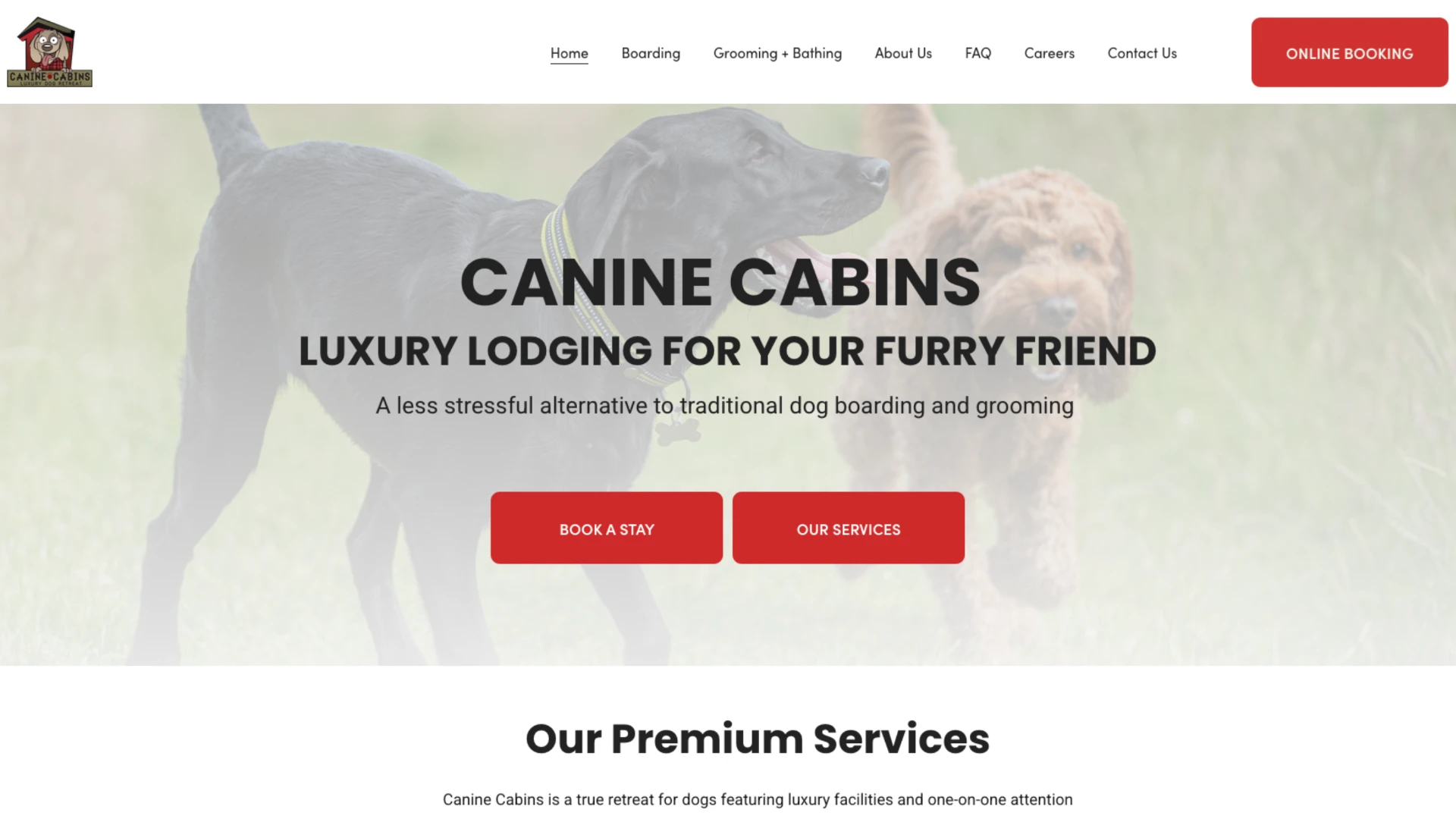 Canine Cabins website