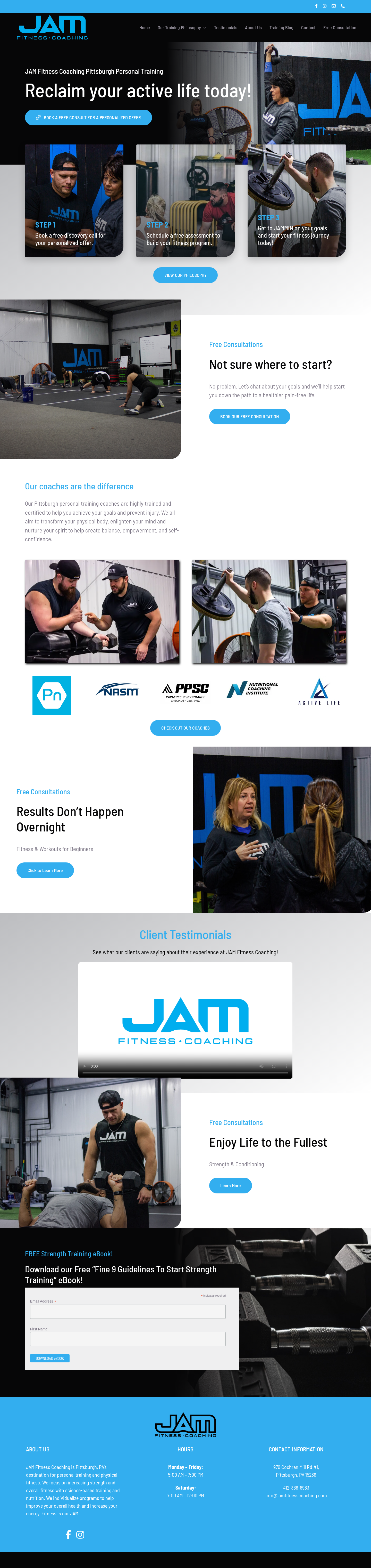JAM Fitness Coaching homepage