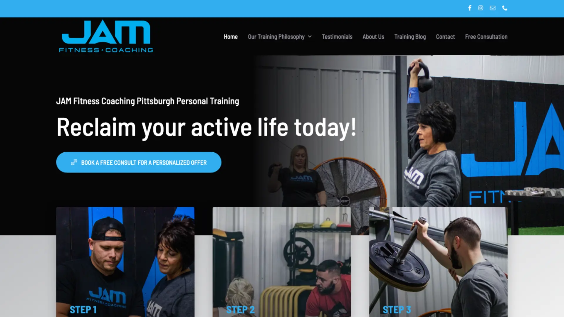 JAM Fitness Coaching website